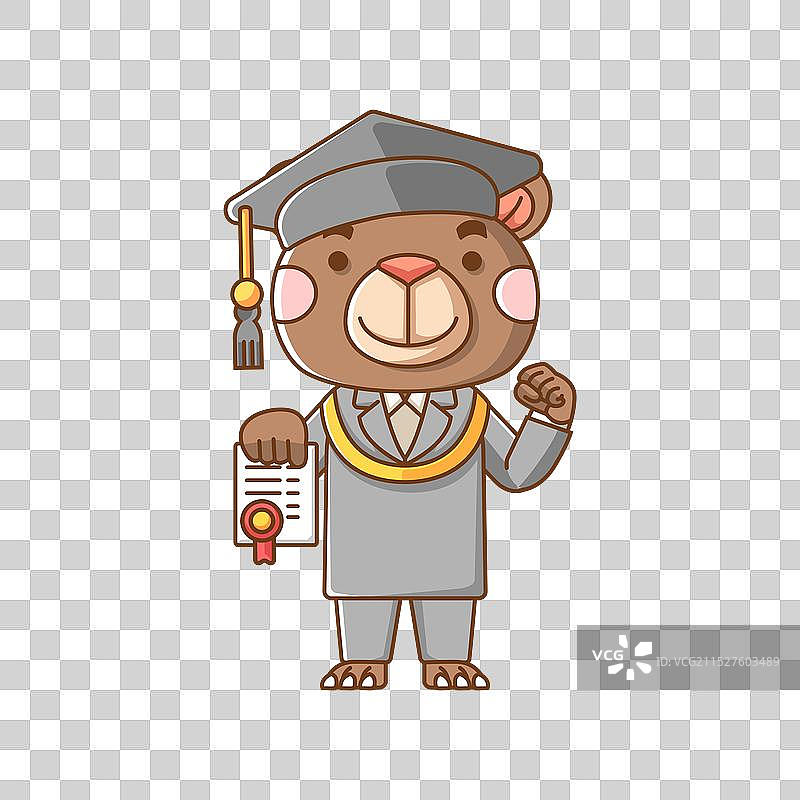 可爱的泰迪熊毕业动物卡通图片素材