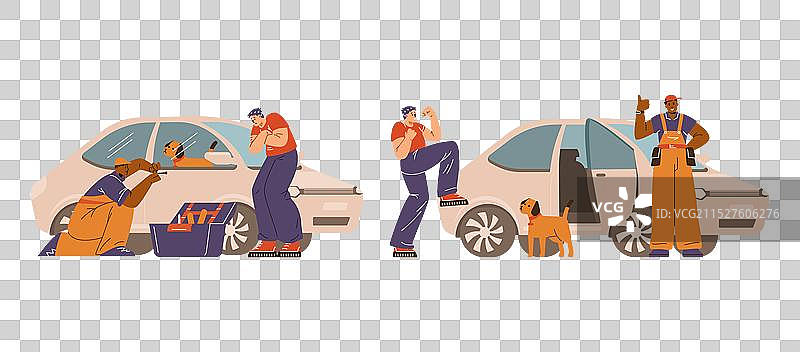 锁匠打开车门上的锁图片素材