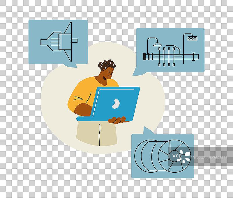 带笔记本电脑的船舶技术人员图片素材