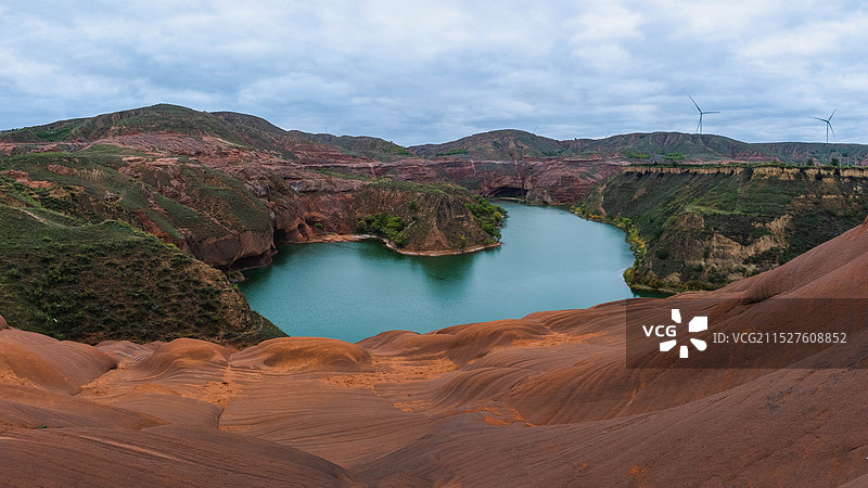 波浪谷 陕西 丹霞地貌 湖图片素材