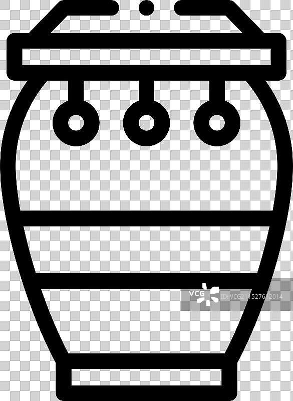 康茄鼓图标，纤细线性风格设计，已隔离图片素材