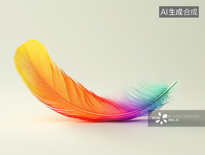 【AI数字艺术】漂浮在空中的彩色羽毛图片素材