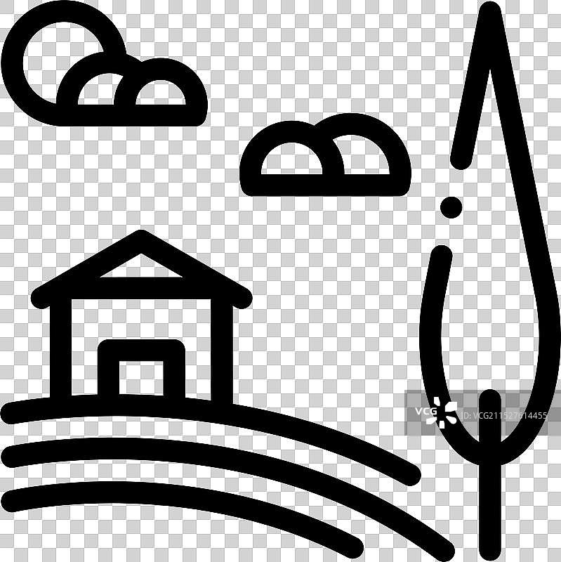 乡村房屋图标，简约线性风格设计图片素材