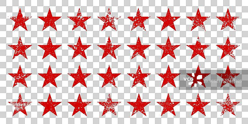 带有裂缝和污渍的红色复古星星图片素材