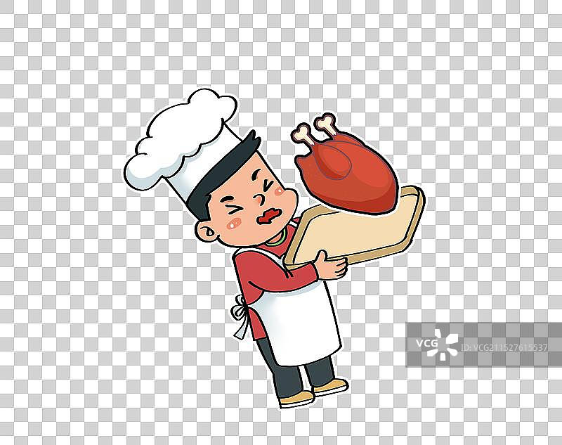 厨师脚滑跌倒卡通手绘元素图片素材