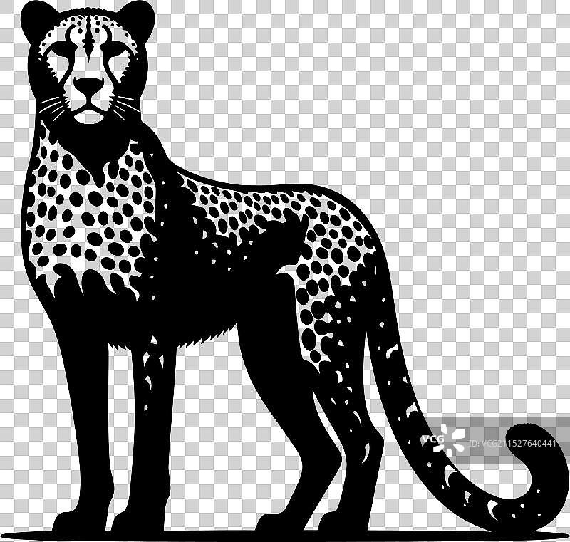 白色背景上的猎豹剪影图片素材