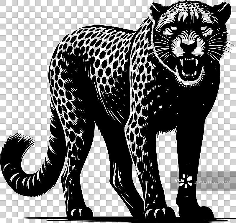 白色背景上的猎豹剪影图片素材