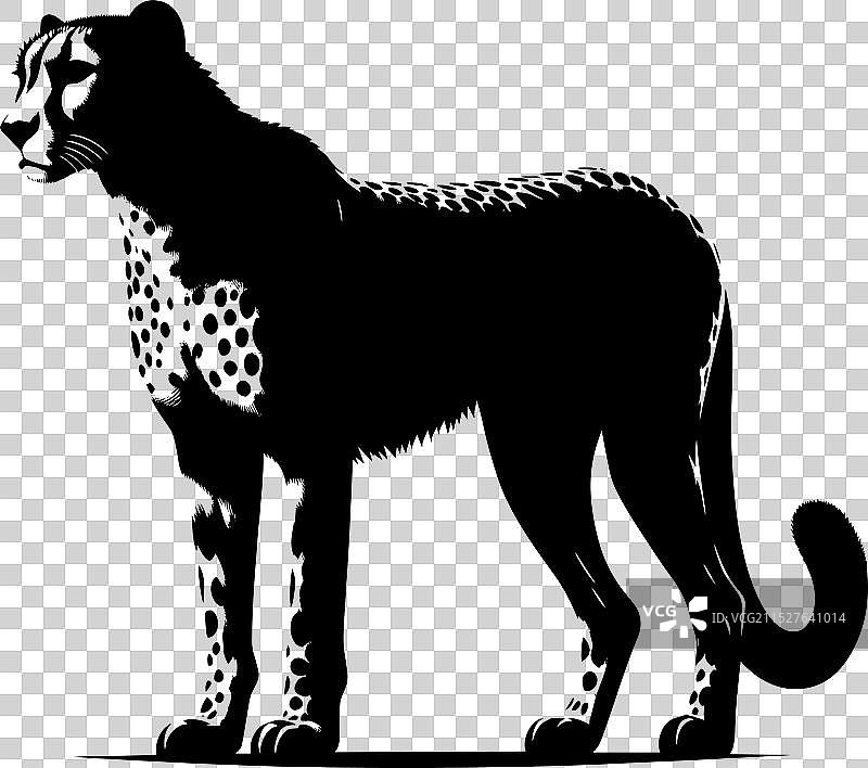 白色背景上的猎豹剪影图片素材