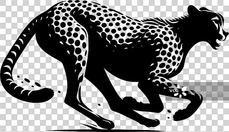 白色背景上的猎豹剪影图片素材