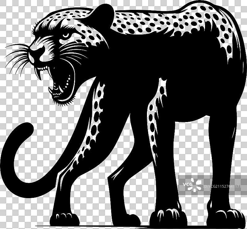 白色背景上的猎豹剪影图片素材