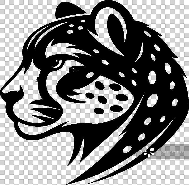 白色背景上的猎豹剪影图片素材