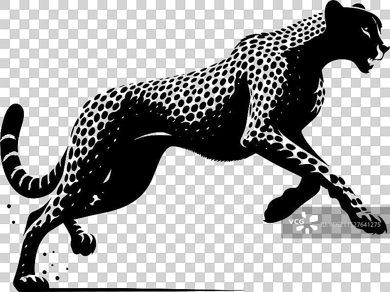 白色背景上的猎豹剪影图片素材