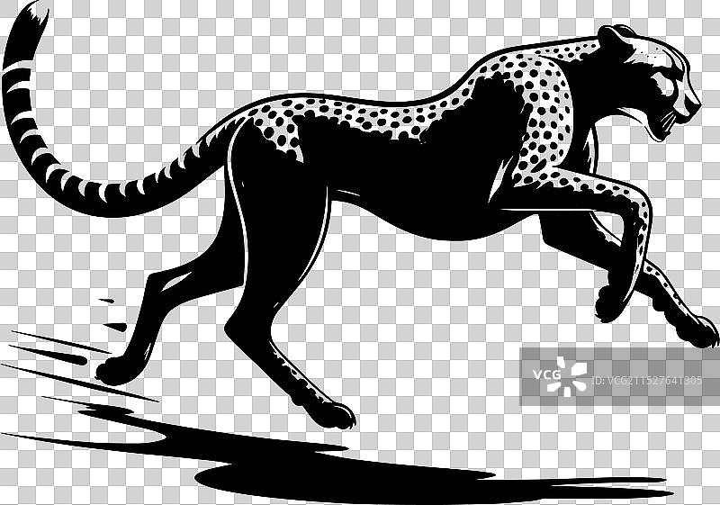 白色背景上的猎豹剪影图片素材