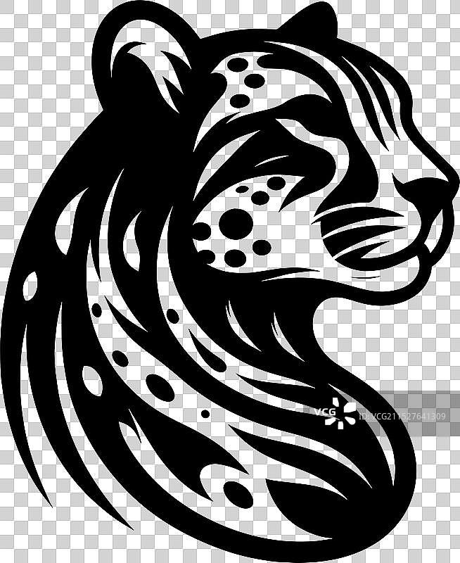 白色背景上的猎豹剪影图片素材