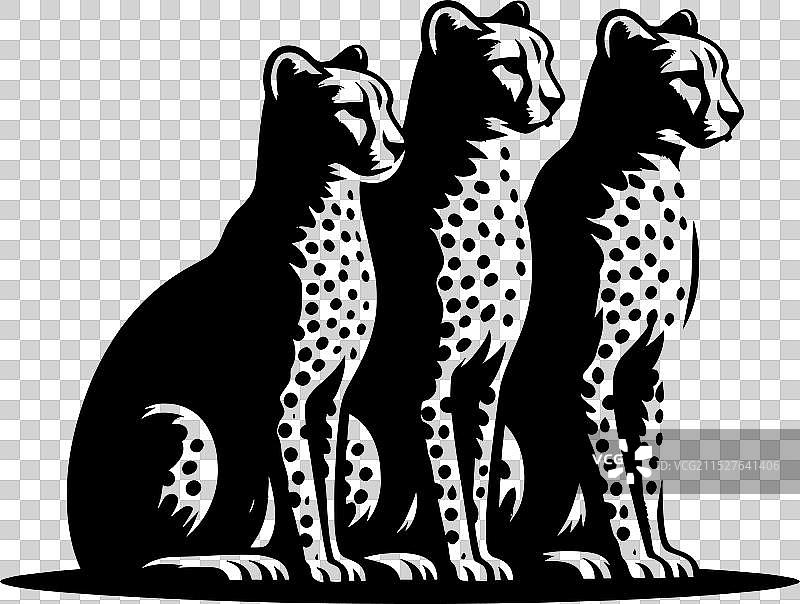 白色背景上的猎豹剪影图片素材