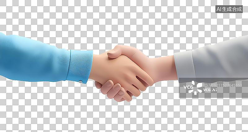 【AI数字艺术】握手，3D 渲染插图图片素材