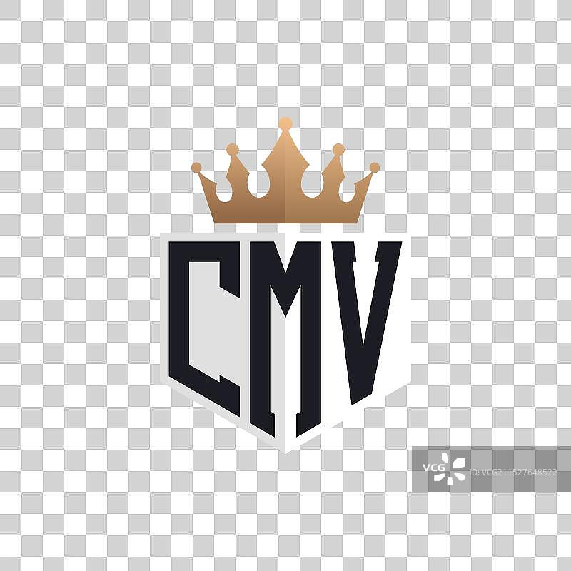 带有皇冠的CMV奢华标志，优雅的首字母CMV图片素材