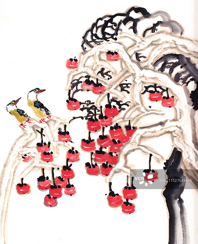 手绘创意柿子图片素材