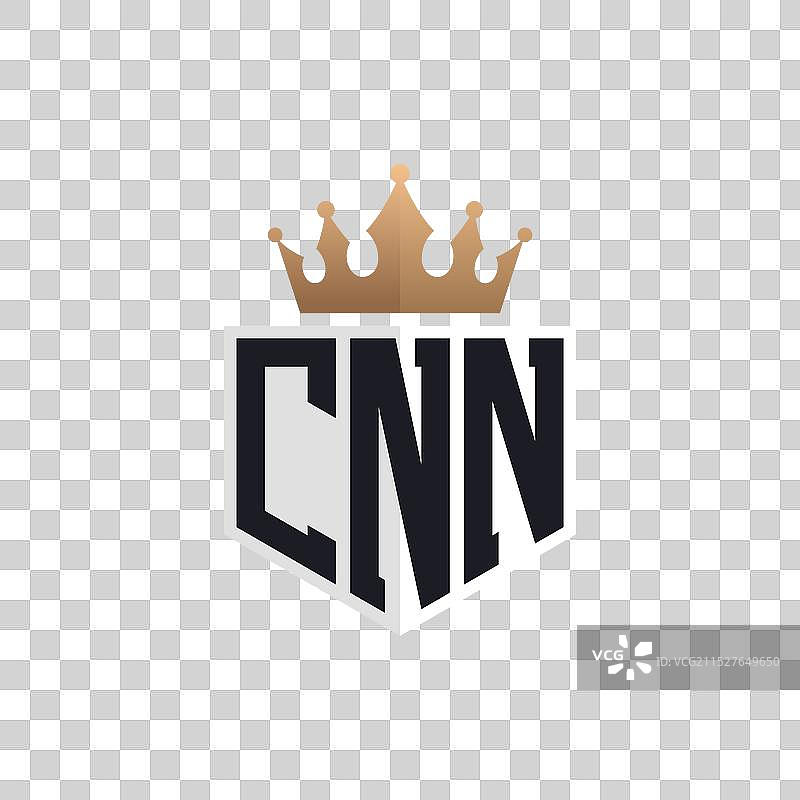 带有皇冠优雅首字母的豪华CNN标志图片素材