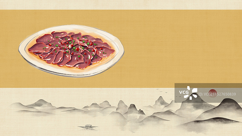 中国风国风水墨风老北京炒肝插画健康特色美食年俗美味二十四节气插画图片素材