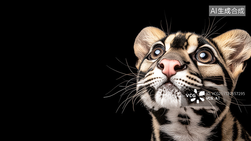 【AI数字艺术】黑底云豹正面特写图片素材
