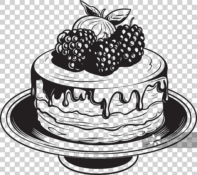 带有梦幻樱桃蛋糕的幸福叮咬标志图片素材