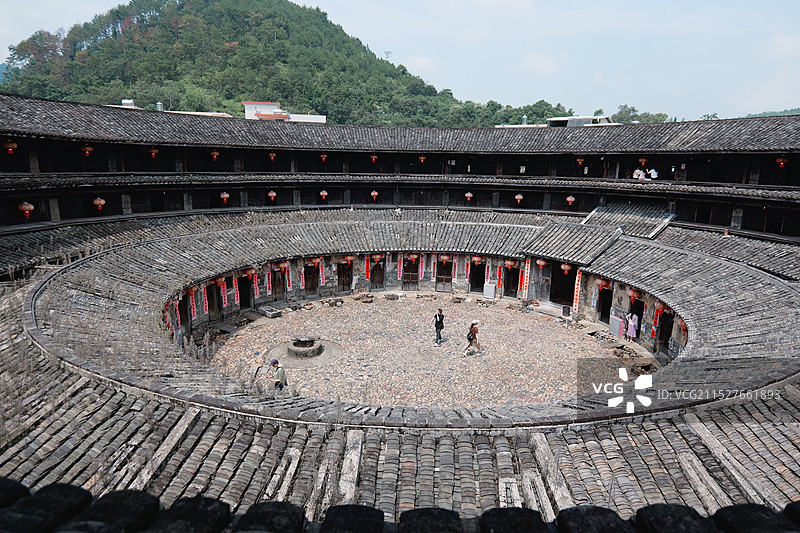 梅州大埔花萼楼，客家围龙屋图片素材