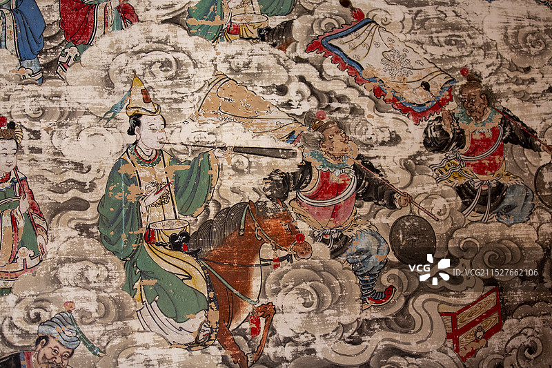 山西省盂县烈女祠清代“圣母出巡图”图片素材