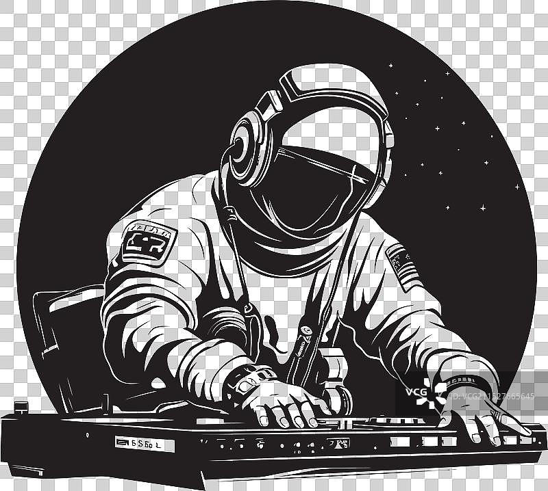 行星派对DJ宇航员图形天体图片素材