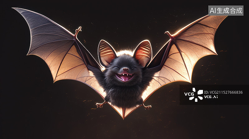 【AI数字艺术】卡通风大耳蝙蝠微笑图片素材