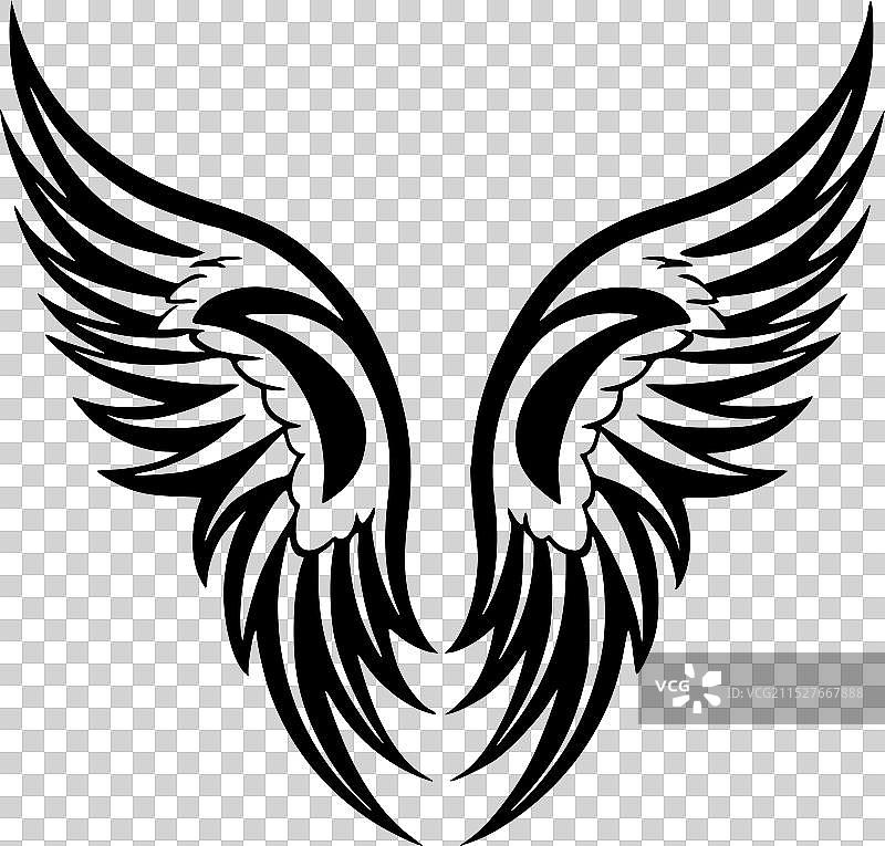 天使翅膀 - 黑白孤立图标图片素材