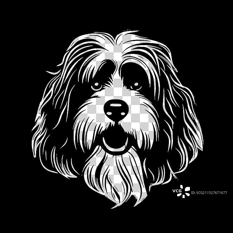 哈瓦那犬 - 黑白孤立图标图片素材