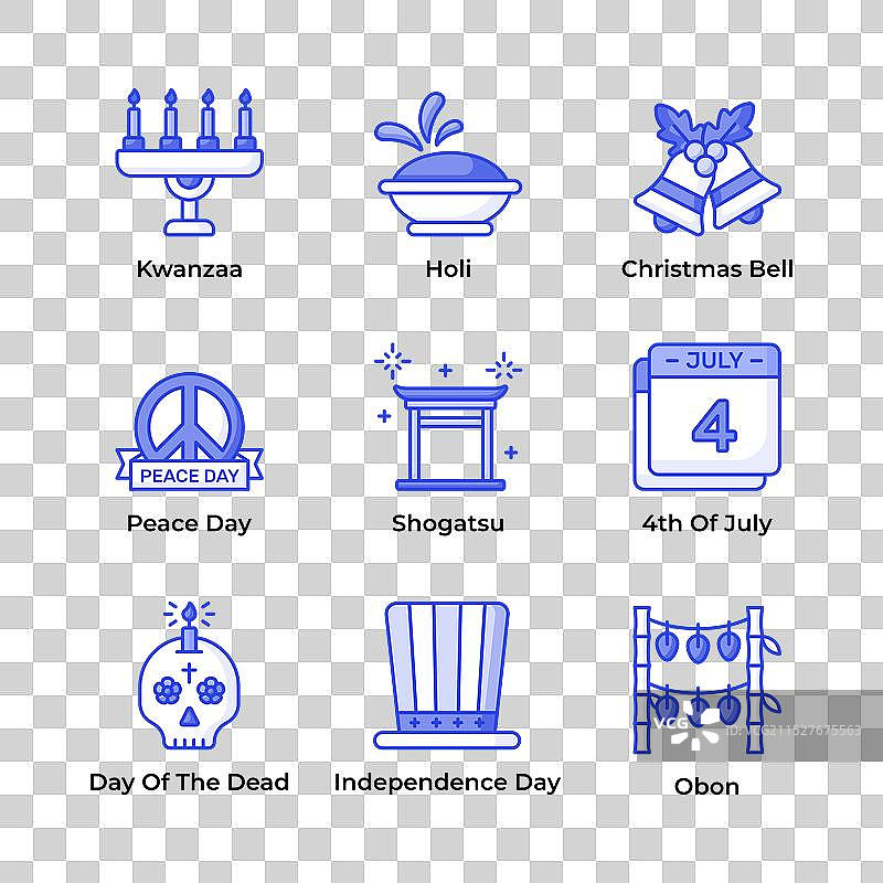 现代设计风格的假日图标集合准备好了图片素材