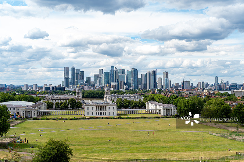 格林威治公园看金丝雀码头图片素材