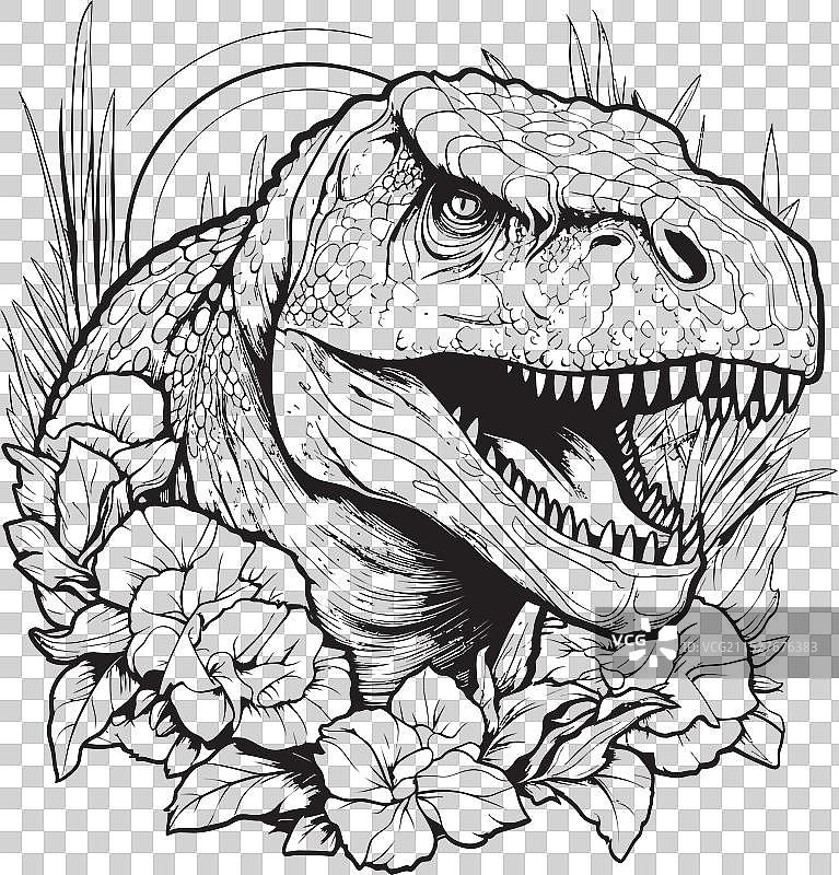 中生代魔法恐龙涂色图形图片素材