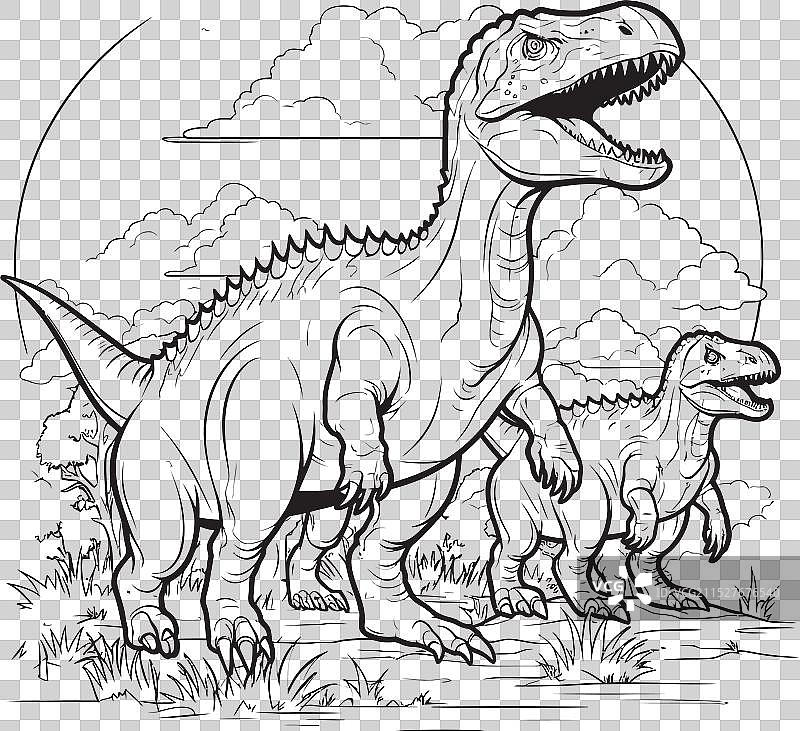 中生代魔法恐龙线条艺术设计图片素材