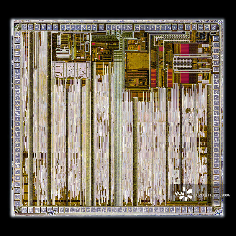 超高分辨率半导体芯片晶圆显微摄影图片素材