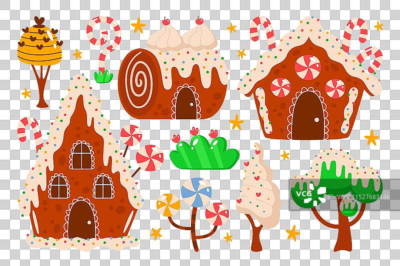 甜美的糖果树和姜饼屋图片素材