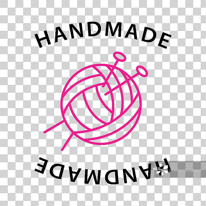 手工毛线编织标志，毛线球徽章图片素材