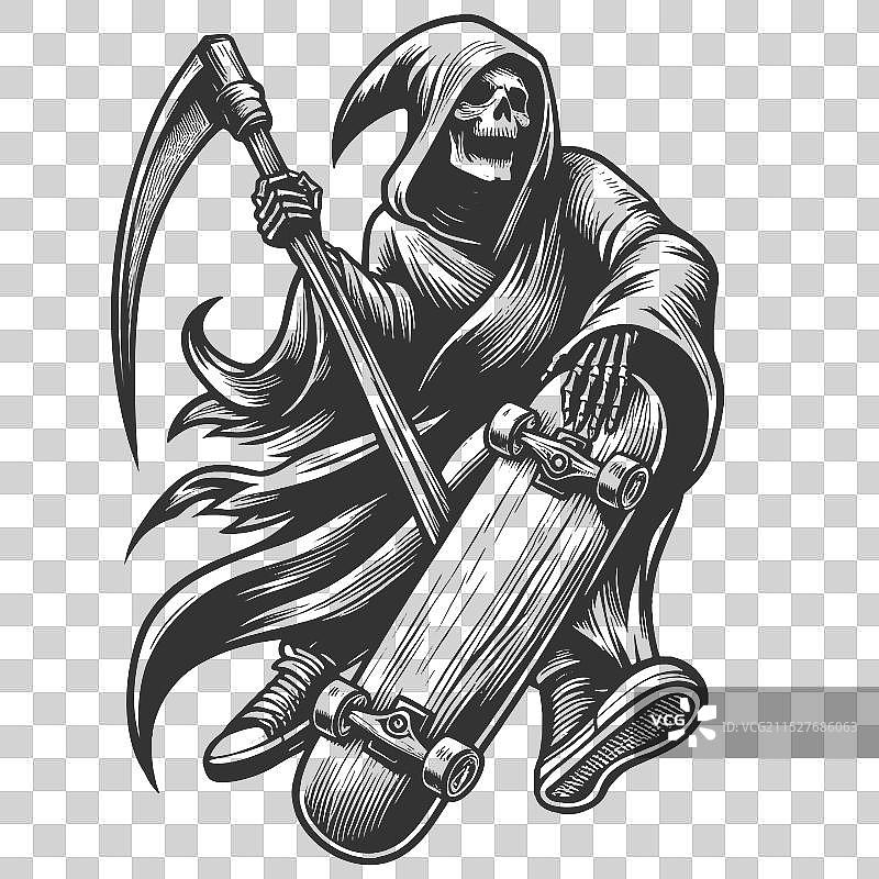 死神滑板与镰刀图片素材