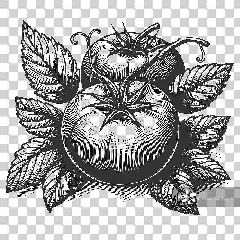番茄植物素描图片素材