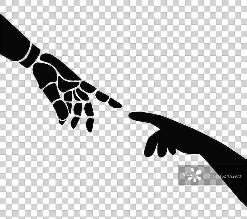 机器人手与人类手图片素材