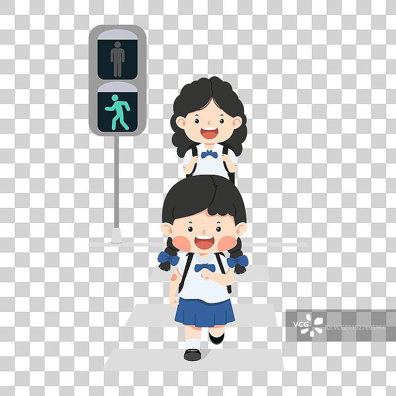学生们正在人行横道上走过。图片素材
