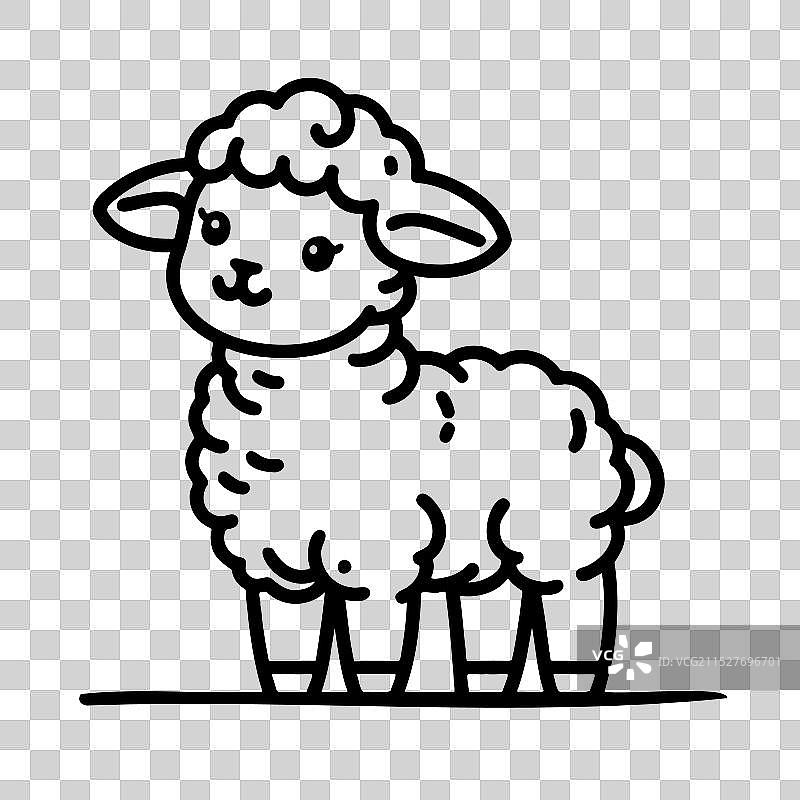 一只脸上带着微笑的可爱卡通羊图片素材