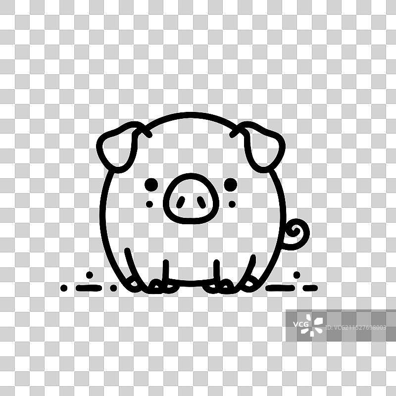 一只可爱的猪坐在地上图片素材