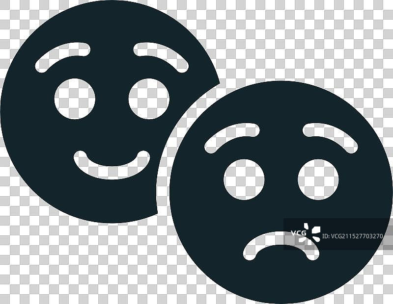 快乐和悲伤的面孔代表积极和消极情绪图片素材