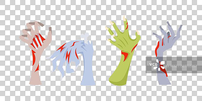 四双可怕的僵尸手从地面上升起图片素材