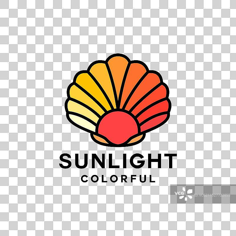 彩色贝壳标志日出徽章图标符号图片素材