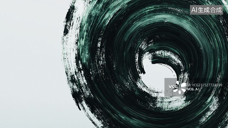 【AI数字艺术】抽象黑色圆形笔触画图片素材