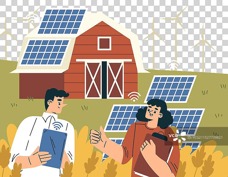 现代农业设备与男女农民图片素材